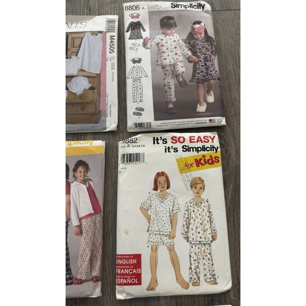 Lot of 9 Children’s Kids Pajama Sleepwear Robe Sewing Patterns Assorted Sizes